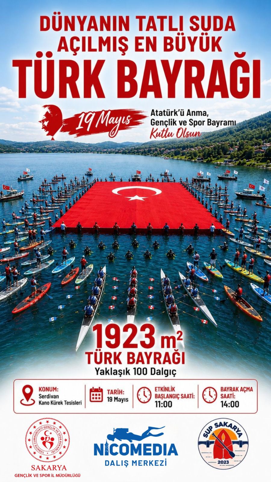 Sakarya’da 19 Mayıs’a özel rekor denemesi: 100 dalgıçla dev Türk bayrağı açılacak