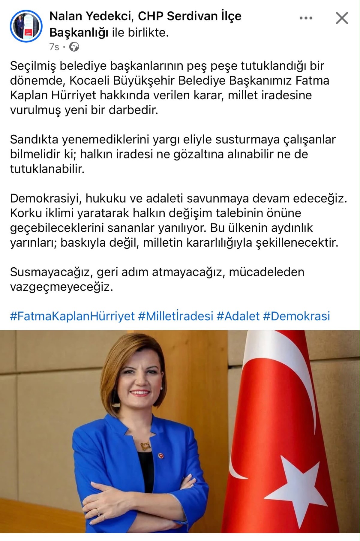 CHP Serdivan İlçe Başkanı’nın paylaşımı gündem oldu: Parti üyeleri de hatayı eleştirdi